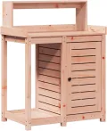 Pflanzbank für den Außenbereich, Pflanztisch aus Holz mit Ablage und Aufbewahrungsschrank, Gartenpflanztisch, Arbeitsstation für Garten, Terrasse, Gewächshaus, 82,5 x 50 x 109,5 cm, Hellbraun - Thumbnail 3