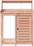Pflanzbank für den Außenbereich, Pflanztisch aus Holz mit Ablage und Aufbewahrungsschrank, Gartenpflanztisch, Arbeitsstation für Garten, Terrasse, Gewächshaus, 82,5 x 50 x 109,5 cm, Hellbraun - Thumbnail 6