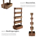 tectake® Vertikalbeet mit 5 Etagen, Hochbeet aus Holz, Pflanztreppe, Hochbeet Balkon, Blumenbeet, Kräuterbeet, Gemüsebeet, Pflanzenregal, Blumenkasten Holz mit Pflanzvlies - braun, 81 x 52 x 180 cm - Thumbnail 3