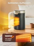 Heizlüfter Energiesparend, 24 Std Timer 32 dB Leiser 1500W PTC Keramik Elektrischer Heizlüfter mit Thermostat, Überhitzungs- & Kippschutz, Elektroheizung für Räume Schlafzimmer, ECO-Modus, Glod - Thumbnail 10