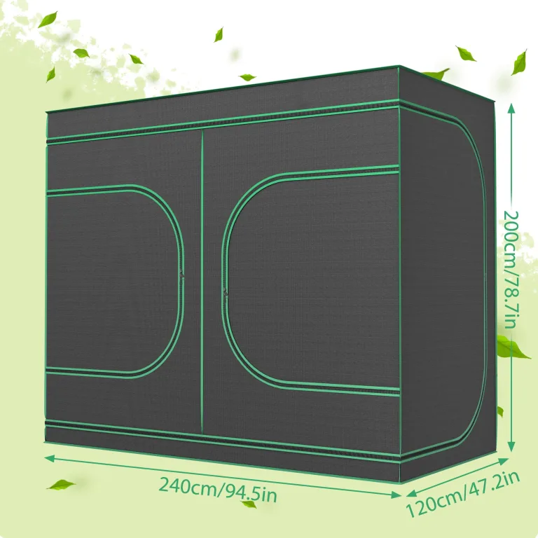 Aufun Grow Zelt für Pflanzen Zuchtzelt Gewächshaus Box Zuchtschrank Anzucht Gemüse Kräuter Grow Schrank, Indoor Anbauzelt, Growroom für Blumen klein Tomaten Hydro Green, Größe:240x120x200cm – Bild 2