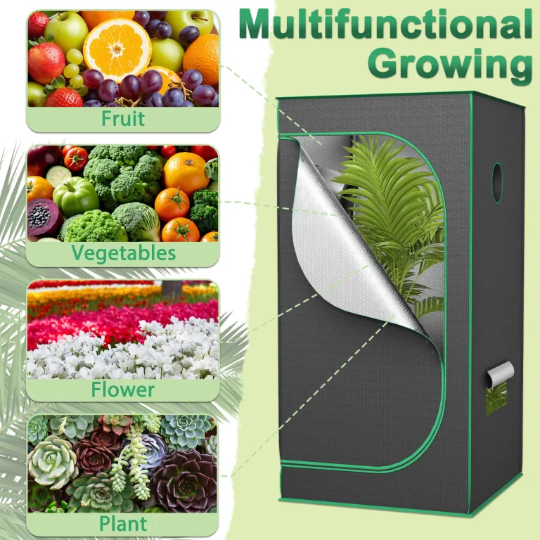 Aufun Grow Zelt für Pflanzen Zuchtzelt Gewächshaus Box Zuchtschrank Anzucht Gemüse Kräuter Grow Schrank, Indoor Anbauzelt, Growroom für Blumen klein Tomaten Hydro Green, Größe:240x120x200cm – Bild 7