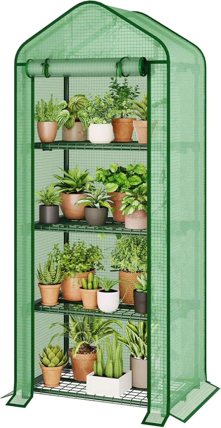 Bamworld Gewächshaus Klein Mini Gewächshaus Foliengewächshaus 4 Etagen Tomatengewächshaus Gewächshaus Balkon Für Gemüse Blumen Pflanzen Sämlinge Anzucht Im Garten Terrasse – Bild 1