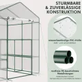 COSTWAY Gewächshaus, begehbares Foliengewächshaus mit 8 Regalen, Tomatenhaus mit PVC-Abdeckung & robustem Metallrahmen, Tomatengewächshaus für Tomaten, Gemüse, Pflanzen, 139 x 144 x 195 cm - Thumbnail 3