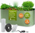 TTL GARDEN 200x100x80cm Inspire L Salbei Metall Hochbeet - Stahl rostfrei verzinkt & grün lackiert Wellblech sehr stabil Garten Beet Form oval für Gemüse Kräuter Blumen Gartenbeet Gemüsebeet - Thumbnail 1