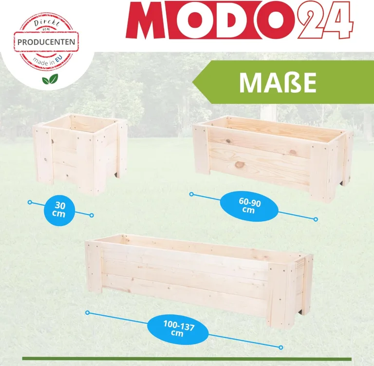 Pflanzkübel aus Holz, Hochbeet mit Schutzfolie, Kiefernholz Pflanzkasten Blumenkasten für Outdoor Garten Terrasse Balkon, Wetterfest, Stabil & Dekorativ, 30x137x33 cm Farbe: Braun imprägniert – Bild 4