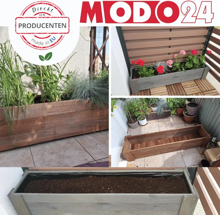 Pflanzkübel aus Holz, Hochbeet mit Schutzfolie, Kiefernholz Pflanzkasten Blumenkasten für Outdoor Garten Terrasse Balkon, Wetterfest, Stabil & Dekorativ, 30x137x33 cm Farbe: Braun imprägniert – Bild 8