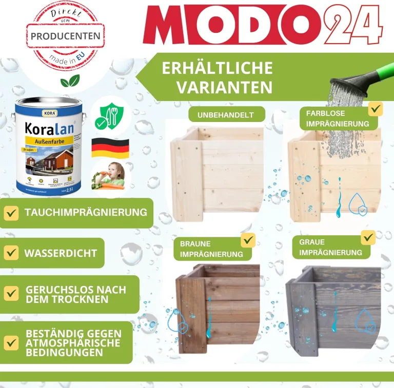 Pflanzkübel aus Holz, Hochbeet mit Schutzfolie, Kiefernholz Pflanzkasten Blumenkasten für Outdoor Garten Terrasse Balkon, Wetterfest, Stabil & Dekorativ, 30x137x33 cm Farbe: Braun imprägniert – Bild 2