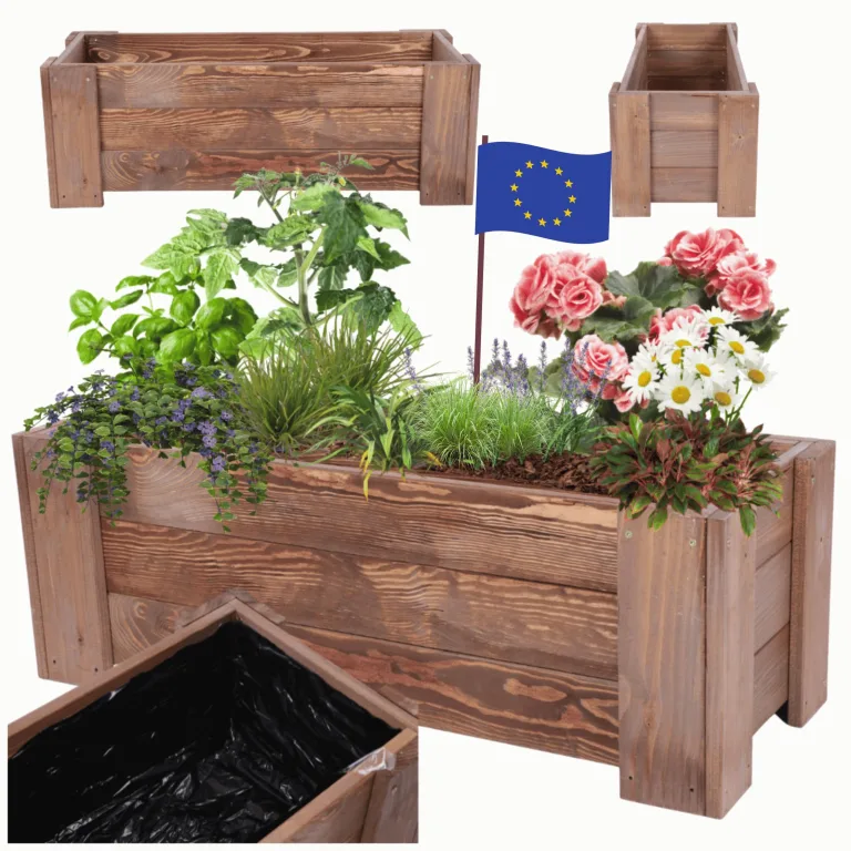 Pflanzkübel aus Holz, Hochbeet mit Schutzfolie, Kiefernholz Pflanzkasten Blumenkasten für Outdoor Garten Terrasse Balkon, Wetterfest, Stabil & Dekorativ, 30x90x33 cm Farbe: Grau imprägniert – Bild 10