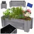 Pflanzkübel aus Holz, Hochbeet mit Schutzfolie, Kiefernholz Pflanzkasten Blumenkasten für Outdoor Garten Terrasse Balkon, Wetterfest, Stabil & Dekorativ, 30x90x33 cm Farbe: Grau imprägniert - Thumbnail 1