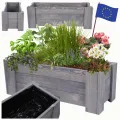 Pflanzkübel aus Holz, Hochbeet mit Schutzfolie, Kiefernholz Pflanzkasten Blumenkasten für Outdoor Garten Terrasse Balkon, Wetterfest, Stabil & Dekorativ, 30x60x33 cm Farbe: Grau imprägniert - Thumbnail 1