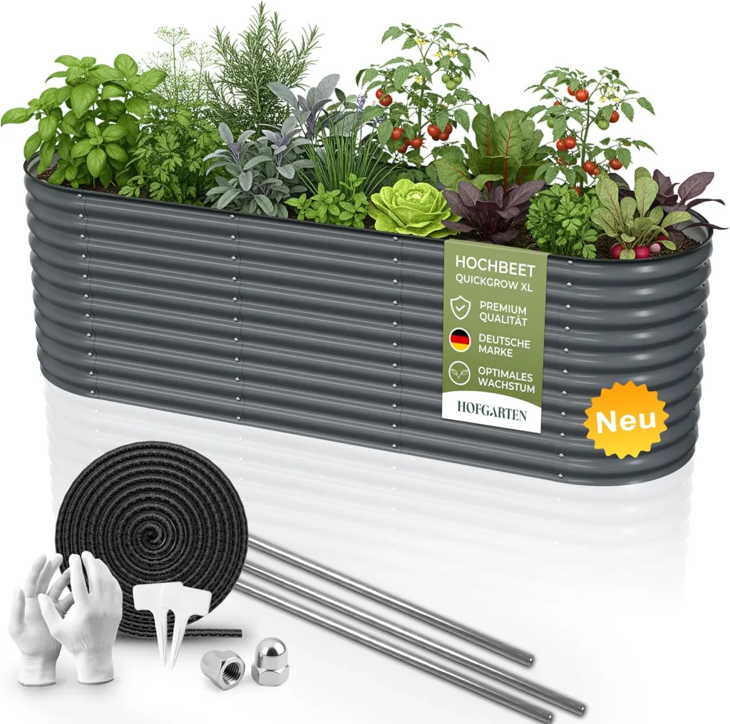Hochbeet Metall 260x80x78 cm I Gartenbeet aus verzinktem Stahl I Pflanzbeet wetterfest & rostfrei I Ovales Gemüsebeet für Garten & Terasse I Hochbeet Bausatz ohne Boden (Anthrazit)