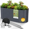 HOFGARTEN Hochbeet Metall 200x80x78 cm - Hochwertiges Gartenbeet aus Zn-Al-Mg Stahl - wetterfest & rostgeschützt - Ergonomisches Gärtnern - Modell QuickGrow XL (Cremeweiß) - Thumbnail 10