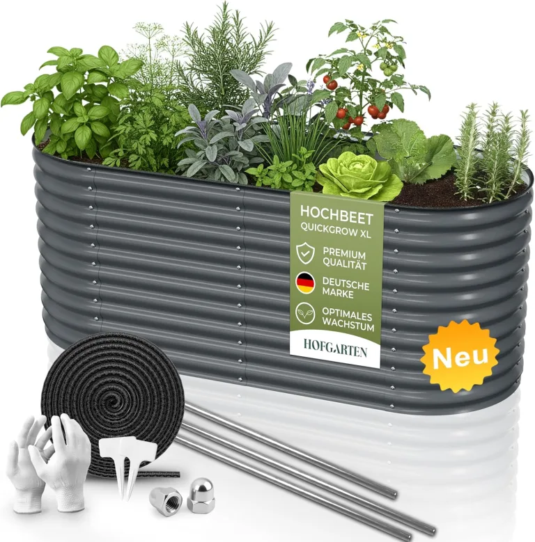 Hochbeet Metall 200x80x78 cm I Gartenbeet aus verzinktem Stahl I Pflanzbeet wetterfest & rostfrei I Ovales Gemüsebeet für Garten & Terasse I Hochbeet Bausatz ohne Boden (Anthrazit) – Bild 1