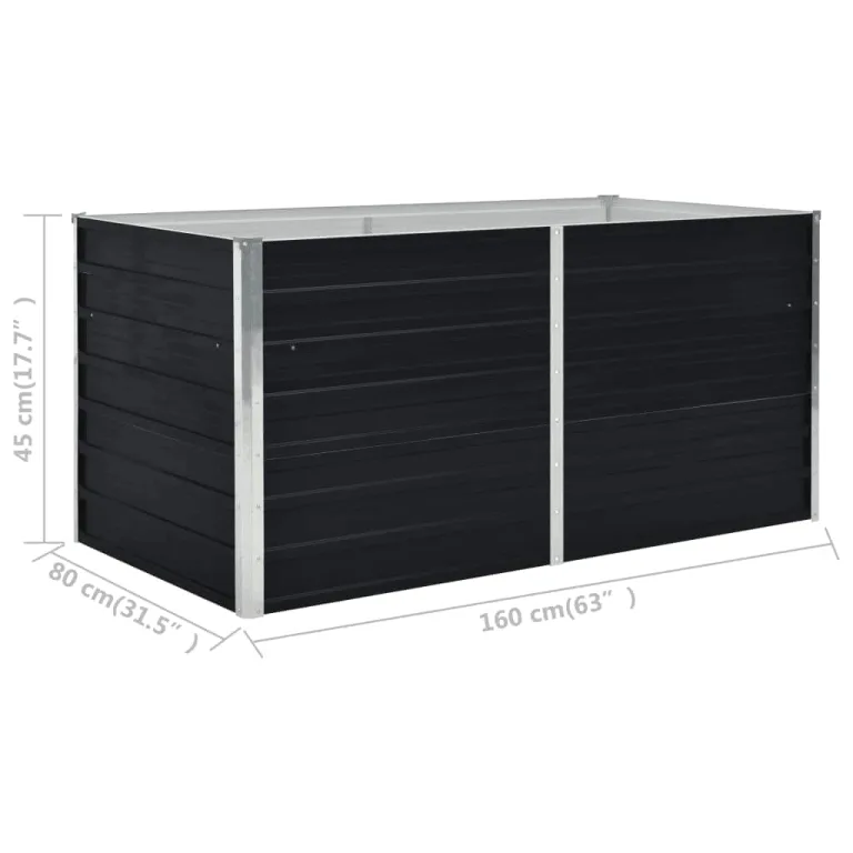 Hochbeet Metall Premium hochbeet Balkon oder Garten Pflanzkasten Hochbeete-Kit Kräuterbeet Balkon Hochbeet Hochbeete für Garten 160 x 80 x 45 cm Verzinkter Anthrazit – Bild 7