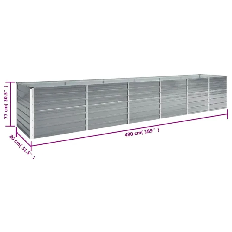 Hochbeet aus Metall Modulares Hochbeete-Kit Rostfreie Hochbeete für Garten aus Premium Zn-Al-Mg Stahl Hoch Gemüsebeet 480x80x77 cm Grau – Bild 8