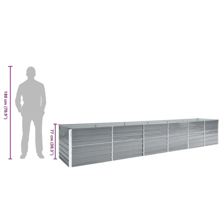 Hochbeet aus Metall Modulares Hochbeete-Kit Rostfreie Hochbeete für Garten aus Premium Zn-Al-Mg Stahl Hoch Gemüsebeet 480x80x77 cm Grau – Bild 9
