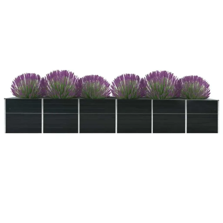 Hochbeet Metall Hochbeete-Kit für Beet Hochbeet Garten Wetterfest Kräuterbeet Frühbeet Gemüsebeet zur Anzucht als Blumenkasten Verzinkter Stahl 480x80x77 cm Anthrazit – Bild 4