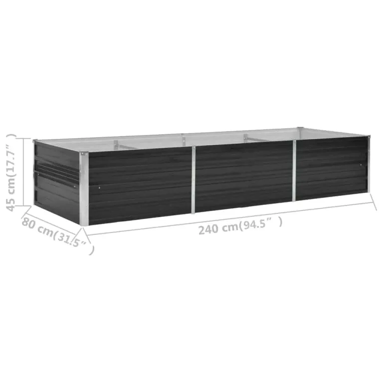 Hochbeet Metall Gartenbeet aus Verzinktem Stahl Pflanzbeet Wetterfest & Rostfrei Rechteckiges Gemüsebeet für Garten & Terrasse Anthrazit 240 x 80 x 45 cm Verzinkter Stahl – Bild 8