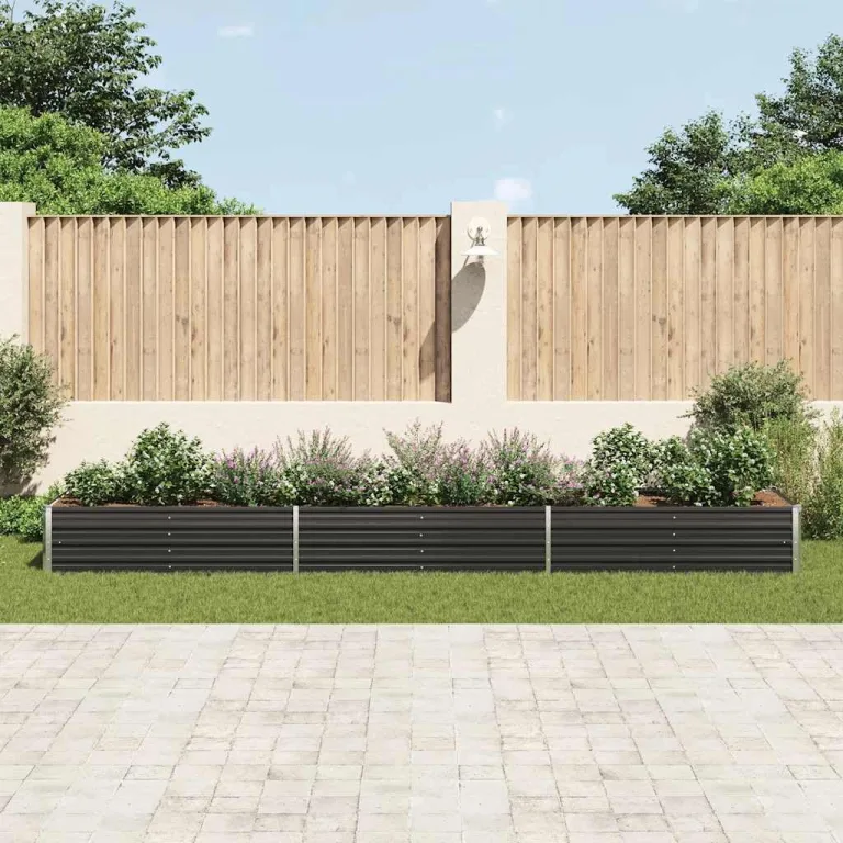 Hochbeet Metall Premium hochbeet Balkon oder Garten Pflanzkasten Hochbeete-Kit Kräuterbeet Balkon Hochbeet Hochbeete für Garten Stahl 480x80x45 cm Anthrazit – Bild 3