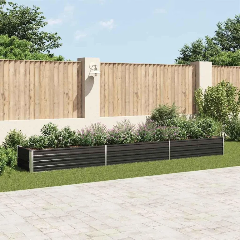 Hochbeet Metall Premium hochbeet Balkon oder Garten Pflanzkasten Hochbeete-Kit Kräuterbeet Balkon Hochbeet Hochbeete für Garten Stahl 480x80x45 cm Anthrazit – Bild 1
