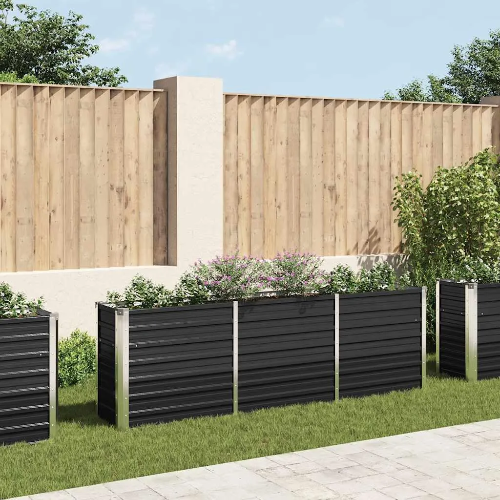 Hochbeet Metall Gartenbeet aus Verzinktem Stahl Pflanzbeet Wetterfest & Rostfrei Rechteckiges Gemüsebeet für Garten & Terrasse Verzinkter 240 x 40 x 77 cm Anthrazit - Bild 1