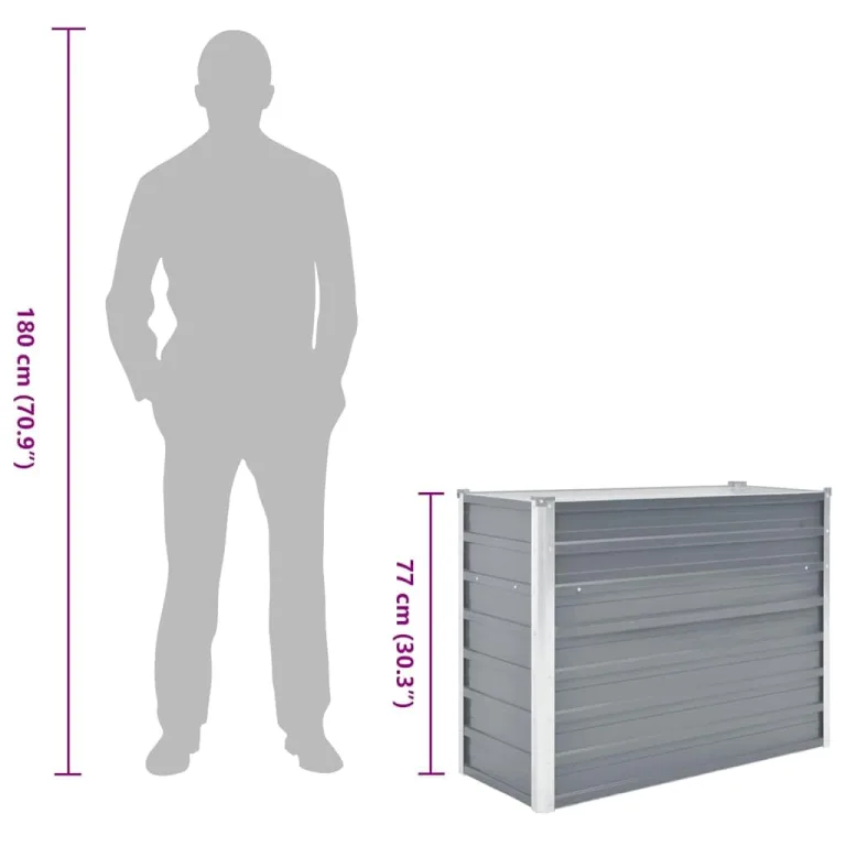 Hochbeet aus Metall Modulares Hochbeete-Kit Rostfreie Hochbeete für Garten aus Premium Zn-Al-Mg Stahl Hoch Gemüsebeet Verzinkter 100x40x77 cm Grau – Bild 8