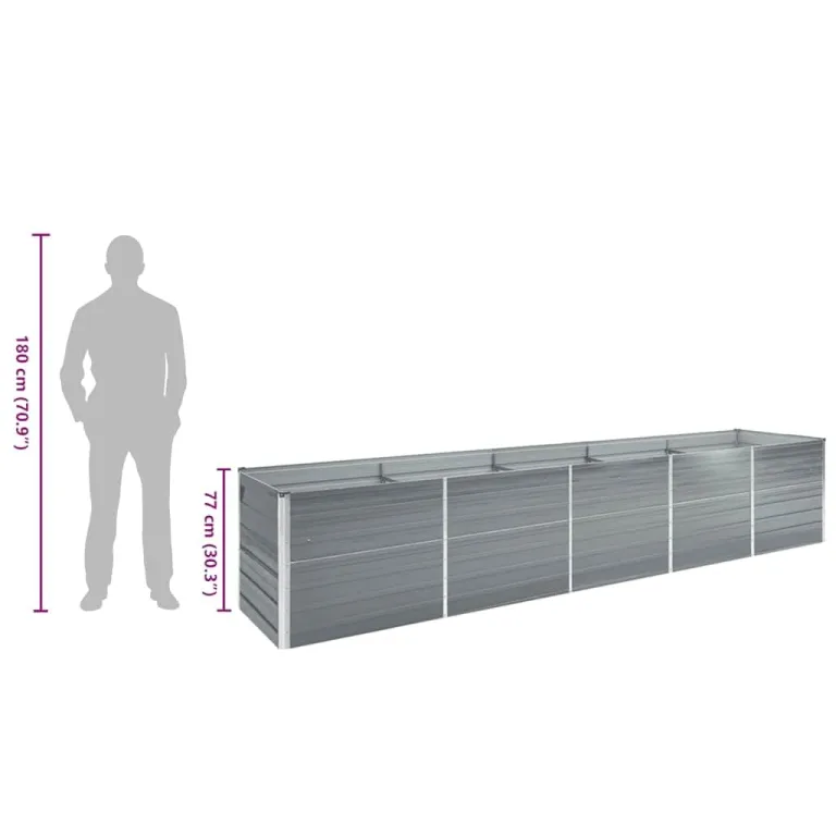 Hochbeet aus Metall Modulares Hochbeete-Kit Rostfreie Hochbeete für Garten aus Premium Zn-Al-Mg Stahl Hoch Gemüsebeet Verzinkter 400×80×77 cm Grau – Bild 9
