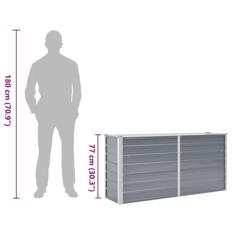 Hochbeet aus Metall Modulares Hochbeete-Kit Rostfreie Hochbeete für Garten aus Premium Zn-Al-Mg Stahl Hoch Gemüsebeet Verzinkter 160x40x77 cm Grau – Bild 8