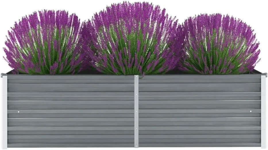 Garten-Hochbeet Pflanzenbeet Wetterfestes Stahlblech Hochbeet für Gemüse Erhöhte Extragroße Gemüsebeet Frühbeet Gartenbeet Pflanzkübel Blumenkasten für Garten 160x40x45 cm Grau - Bild 1