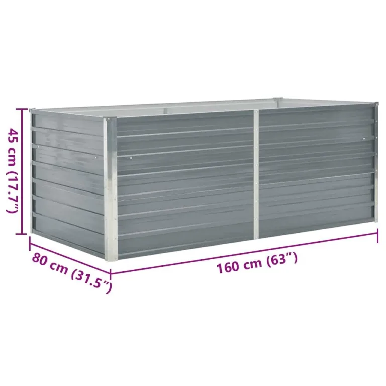 Pflanzenbeet Wetterfestes Stahlblech Hochbeet für Gemüse Erhöhte Extragroße Gemüsebeet Frühbeet Gartenbeet Pflanzkübel Blumenkasten für Garten 160 x 80 x 45 cm Verzinkter Stahl Grau – Bild 7