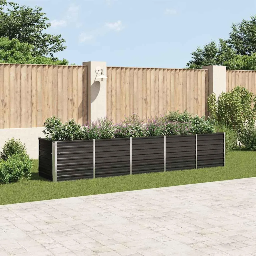 Hochbeet Metall Gartenbeet aus verzinktem Stahl Pflanzbeet wetterfest & rostfrei Rechteckiges Gemüsebeet für Garten & Terrasse Verzinkter Stahl 400x80x77 cm Anthrazit - Bild 1