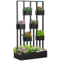 Outsunny Hochbeet mit Rankgitter Körbe, Holz Pflanzkasten Pflanzkübel Blumenkasten, 90 x 45 x 170 cm für Garten Balkon Terrasse, Blumenkübel für Kletterpflanzen Korbpflanzen, Blumen - Thumbnail 1