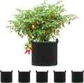 5 Stück 22L Vliesstoff Pflanzsack mit Griffe - Wiederverwendbare Pflanztasche für Tomaten, Kartoffeln, Erdbeeren, Gemüse, Blumen - Geeignet für Garten, Gewächshaus, Balkon, Terrasse - Thumbnail 1