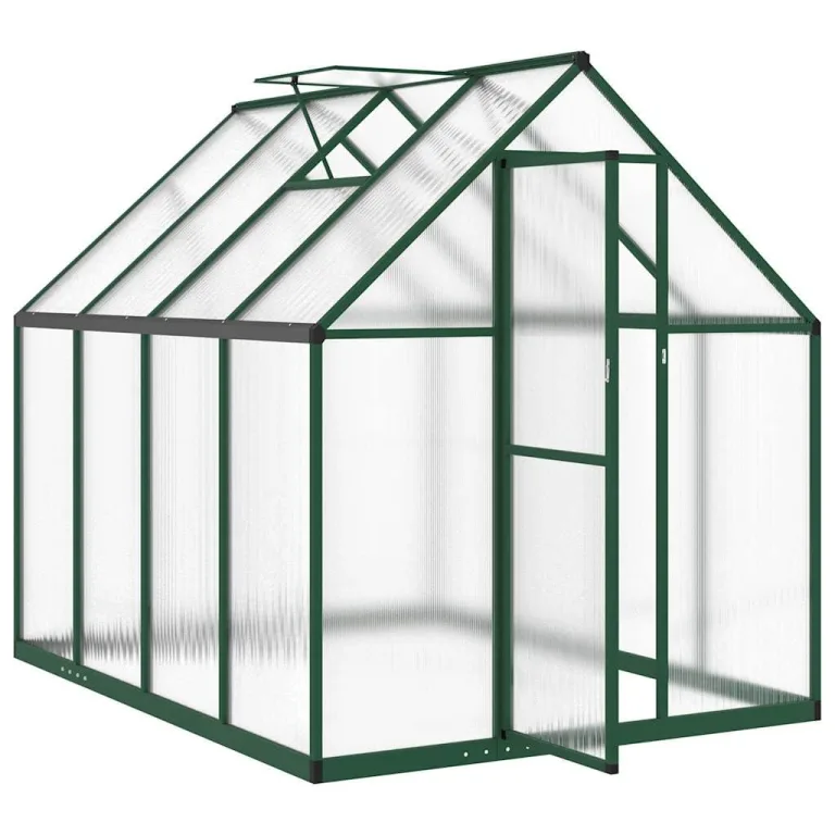 Gewächshaus mit Fundamentrahmen Gewächshaus Aluminium Gewächshaus Winterfest Garten Treibhaus Pflanzenhaus-Grün-224 x 169 x 195 cm – Bild 4