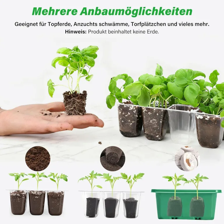 Bonviee Zimmergewächshaus Anzuchtkasten anzuchttöpfe, 10 Stück 120 Zellen Mini Gewächshaus Klein Anzuchtset Anzuchtplatte Anzuchtschale mit Belüftung und Bruchsicherer Deckel für Sämling Pflanze, Grün – Bild 6