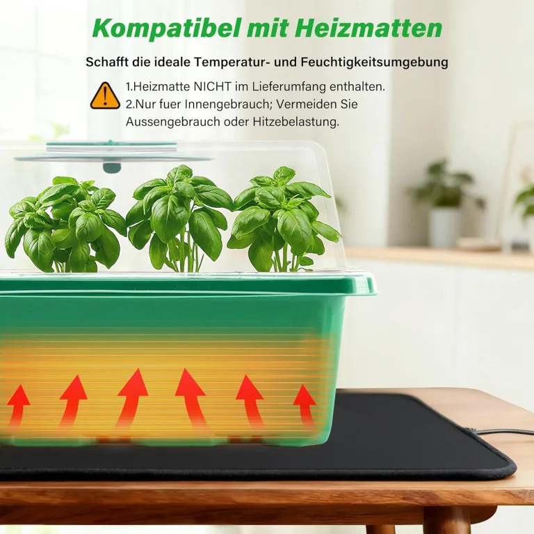 Bonviee Zimmergewächshaus Anzuchtkasten anzuchttöpfe, 10 Stück 120 Zellen Mini Gewächshaus Klein Anzuchtset Anzuchtplatte Anzuchtschale mit Belüftung und Bruchsicherer Deckel für Sämling Pflanze, Grün – Bild 3