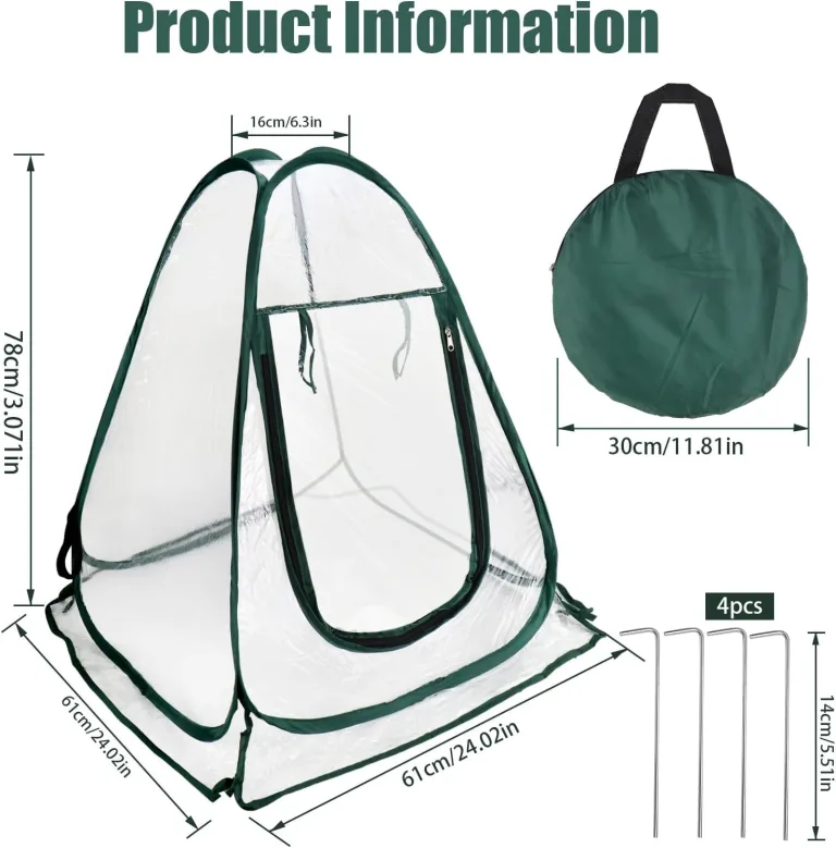 Überwinterungszelt für Pflanzen Mini Gewächshaus Klein Pop Up Gewächshaus für Pflanzen Blumen (70 x 70 x 80 cm) – Bild 2