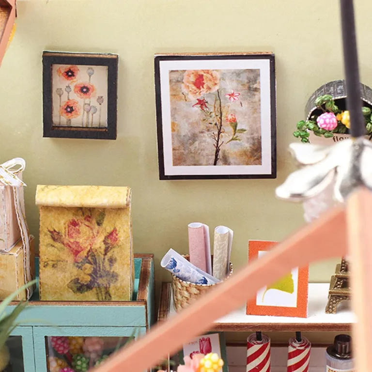 Miniaturhaus Bausatz | Hausmodell mit Möbeln und Werkzeugkleber | Handgemachtes Gewächshaus aus Holz für Bastelprojekte | Deko für Zuhause und Wohnraum – Bild 6