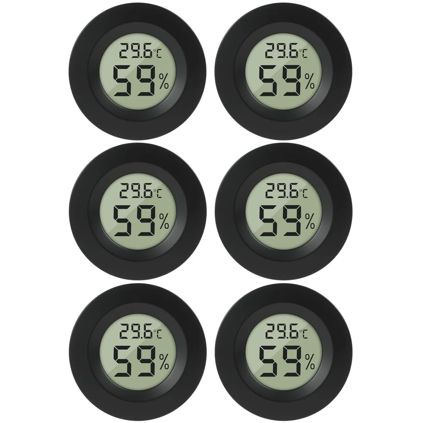 6 PCS Mini Digital Hygrometer,Rund Thermometer,Präziser Feuchtigkeitsmesser und Mini Thermometer für Innenräume, Auto, Babyzimmer, Keller, Gewächshaus, Schrank, Lager und Musikinstrumente - Bild 1