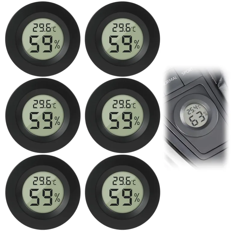 6 PCS Mini Digital Hygrometer,Rund Thermometer,Präziser Feuchtigkeitsmesser und Mini Thermometer für Innenräume, Auto, Babyzimmer, Keller, Gewächshaus, Schrank, Lager und Musikinstrumente – Bild 7