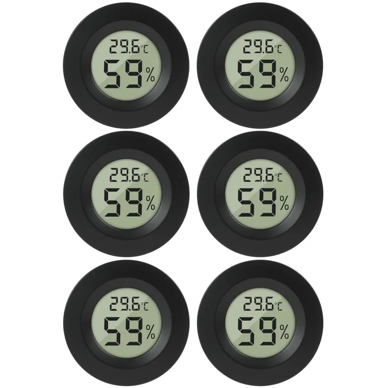 6 PCS Mini Digital Hygrometer,Rund Thermometer,Präziser Feuchtigkeitsmesser und Mini Thermometer für Innenräume, Auto, Babyzimmer, Keller, Gewächshaus, Schrank, Lager und Musikinstrumente – Bild 1