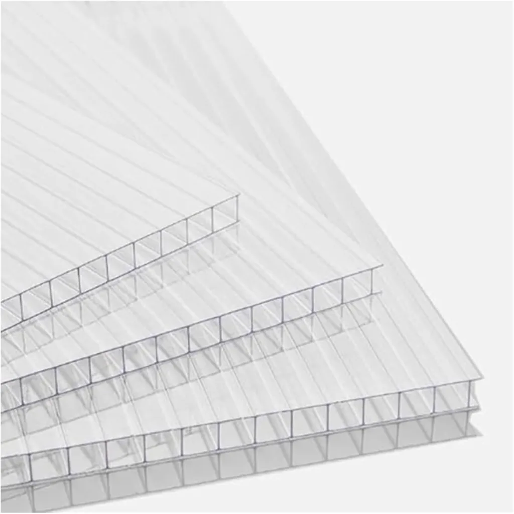 Gewächshausplatten Doppelstegplatte Zuschneidbar Klar & Uv-beständig Stegplatten für Dach Gewächshaus Carport Polycarbonat Hohlkammerstegplatten(6Pack,4' x 2' x 0.32")