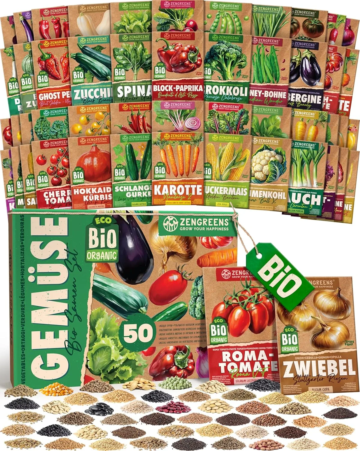 Bio Gemüsesamen im 50er Set - 50 Gemüse Samen für den einfachen Anbau im Garten, Balkon oder Hochbeet - Pflanzensamen - Saatgut - Bild 1