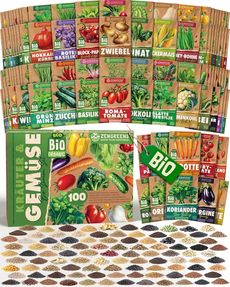 Bio Kräuter- & Gemüsesamen im 100er Set - 100 Kräuter- & Gemüse Samen für den einfachen Anbau im Garten, Balkon oder Hochbeet - Pflanzensamen - Saatgut – Bild 1