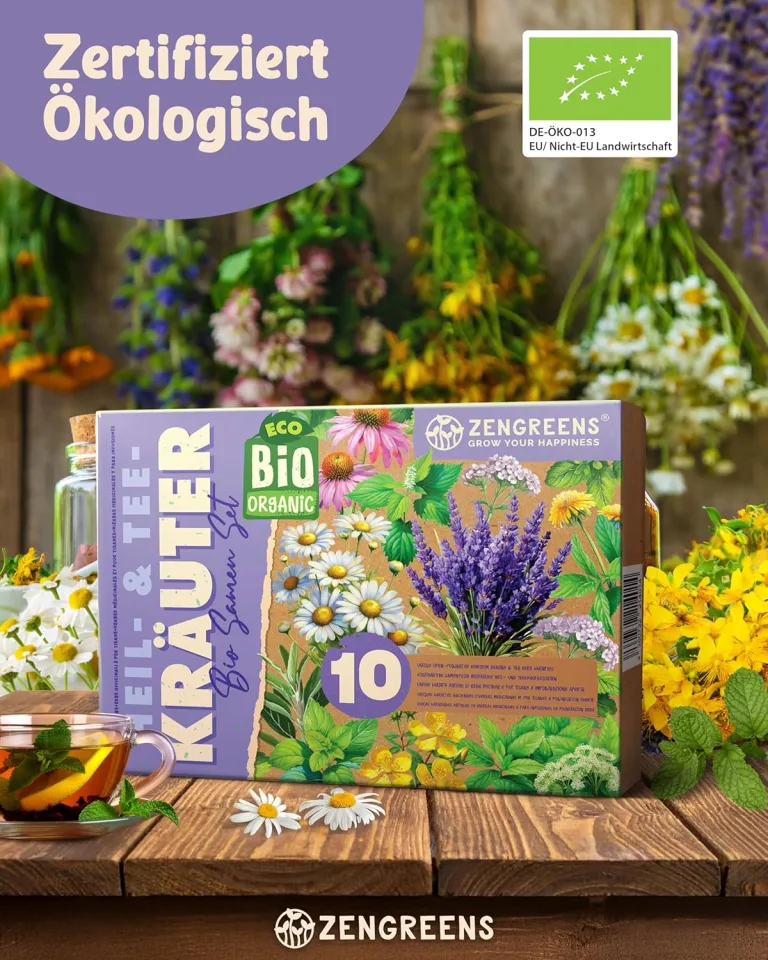 Bio Heil- und Teekräutersamen im 10er Set - 10 Heil- und Tee Kräuter Samen für den einfachen Anbau im Garten, Balkon oder Hochbeet - Pflanzensamen - Saatgut – Bild 2