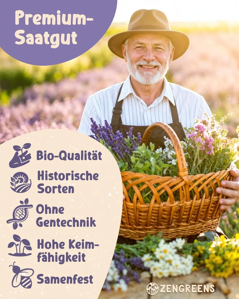 Bio Heil- und Teekräutersamen im 10er Set - 10 Heil- und Tee Kräuter Samen für den einfachen Anbau im Garten, Balkon oder Hochbeet - Pflanzensamen - Saatgut – Bild 3
