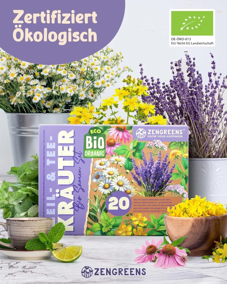 Bio Heil- und Teekräutersamen im 20er Set - 20 Heil- und Tee Kräuter Samen für den einfachen Anbau im Garten, Balkon oder Hochbeet - Pflanzensamen - Saatgut – Bild 2