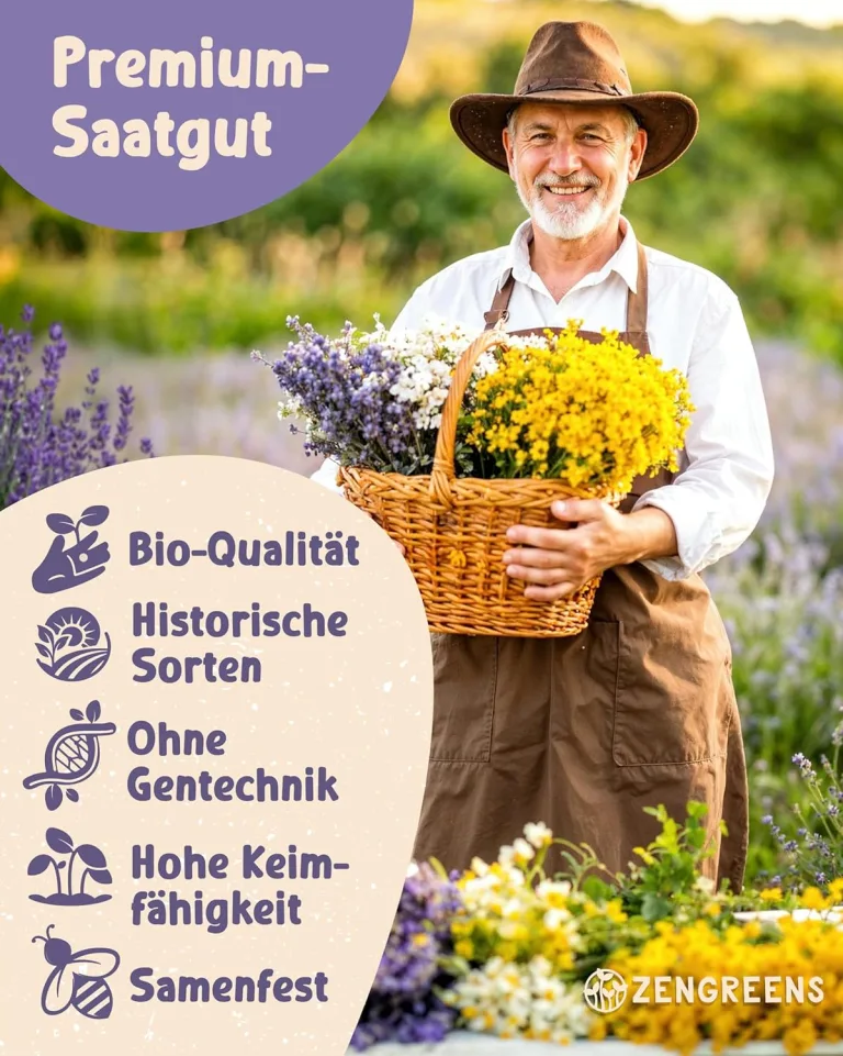Bio Heil- und Teekräutersamen im 20er Set - 20 Heil- und Tee Kräuter Samen für den einfachen Anbau im Garten, Balkon oder Hochbeet - Pflanzensamen - Saatgut – Bild 3