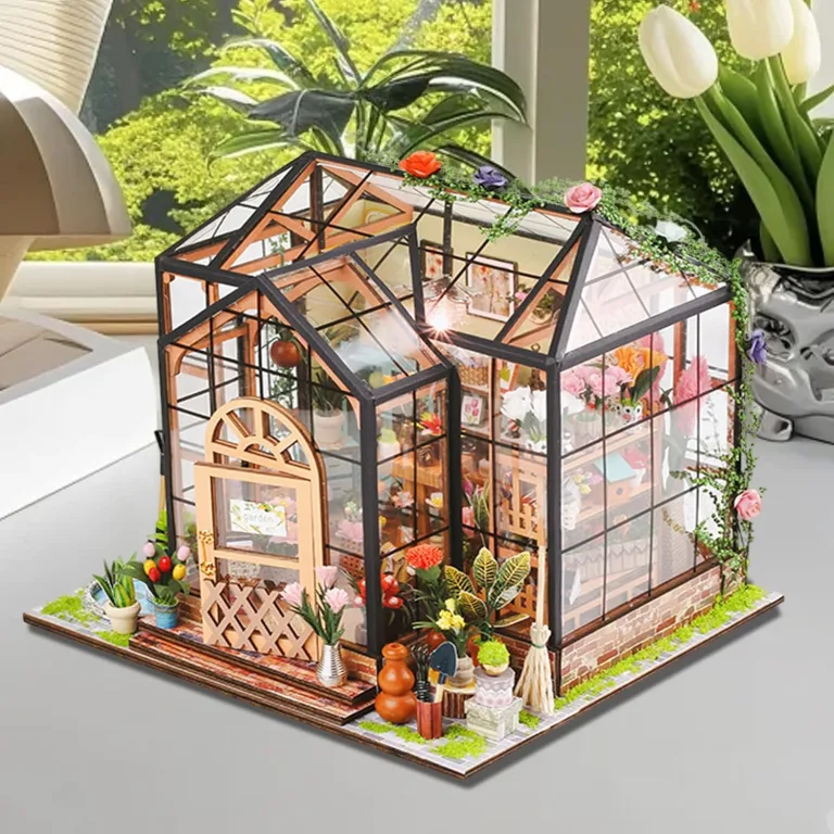 Miniaturhaus | Gewächshaus Bauset mit Möbeln und Werkzeugkleber - Kreatives Holz Handmade Projekt für Zuhause - Deko für Zuhause und Wohnraum – Bild 3